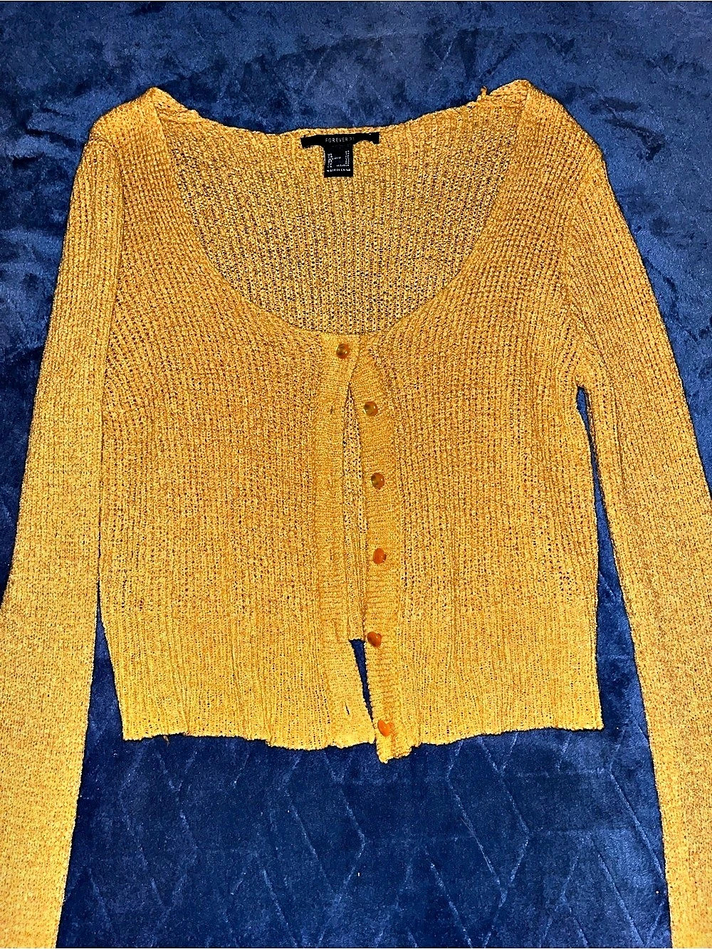 Forever 21 Button-Front Cardigan in Yellow/Orange
